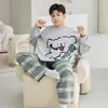 Pijama para niños talla extra grande, conjunto de algodón puro extra grande, ropa de casa de manga larga con dibujos animados para primavera y otoño para niños mayores