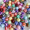 Acessórios para joias DIY atacado contas redondas de acrílico coloridas contas listradas cor de doce furo reto contas soltas material de acessórios