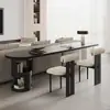 Sofá Doble Horizontal Minimalista Italiano para Sala de Estar con Mesa Larga de Estudio Escritorio de Madera Maciza Negra Escritorio para Oficina en Casa Escritorio para Computadora