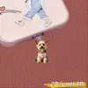 1 Pieza Acrílico Plano 2D Lindo Perro Yorkie Pequeño/Tapón de Polvo para Puerto de Carga de Teléfono Móvil/Colgante Decorativo/Adecuado para