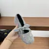Novos Sapatos Mary Jane de Salto Aumentado Estilo Ballet para Mulheres 2026, Mocassins Slip-On com Strass e Laço, Sapatos de Pelúcia Soltos para Mulheres