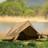 Barraca de Camping para Todas as Estações com Varetas de Alumínio de Camada Dupla, Tenda Abrigo Impermeável, Equipamento de Camping Amarelo Pôr do Sol 3kg