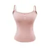 Camisola Pure Desire Hot Girl con Delantero de Tres Botones y Almohadillas en el Pecho, Nueva de Verano, Ajuste Delgado, Top Base Corto para Mujer