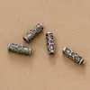 Prata 925 pura vintage fosca desgastada girassol tubo reto de prata prata velha tubo reto pequeno acessórios DIY para miçangas e tranças