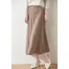Saia de Lã Pura Outono e Inverno 2024 Nova Feminina Longa Cintura Alta Feminina Slim Cor Sólida Malha Outer Saia Sino