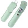 Set de seis piezas para sacar cera de los oídos, Herramienta para limpiar los oídos, Herramienta de acero inoxidable para excavar en los oídos, Cuchara para los oídos, Set con estuche de cuero para adultos