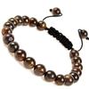 Pulseira Tecida de Cristal Rosa Colorido Pedra Onate Natural Ajustável Pulseira Tecida de Corda com Contas Joia de Pulseira