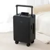 Maleta de viagem com abertura frontal e haste retrátil larga, rodas universais silenciosas, 26 polegadas, caixa de transporte, cadeado com código aduaneiro, caixa de bagagem