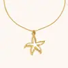 Moda Transfronteriza Europea y Americana Elegante Collar de Lujo Ligero Acero Inoxidable Chapado en Oro de 18 Quilates Colgante de Gota de Aceite Estrella de Mar Collar Dopamina