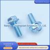 Parafuso de flange sextavado externo de zinco azul e branco, dente completo, parafuso com padrão de dente de flor, parafuso autoatarraxante M8 * 22