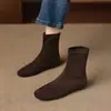 Botines de gamuza adelgazantes con forro de felpa para mujer, nuevos botines planos tipo calcetín de estilo francés versátiles 2026, botines ajustados para mujer