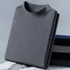 Conjunto de Roupa Térmica de Outono Gola Redonda Algodão Quente Camada Base para Homens, Gola Média-Alta, Tamanho Grande, Suéter de Algodão Cor Sólida para Outono e Inverno
