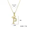 Nuevo collar con 26 letras del alfabeto inglés totalmente incrustado, estilo europeo y americano transfronterizo para mujer, mismo estilo que en Xiaohongshu, cadena para clavícula a la moda y de lujo ligero