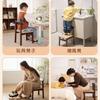 Silla Pequeña Infantil de Madera Maciza con Respaldo, Banco Simple Acojinado Suave, Taburete Cuadrado, Taburete para Cambiar Zapatos para Entrada, Taburete Pequeño para Sala de Estar, Uso Doméstico