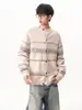 Cardigã Tricô Fair Isle Cleanfit Masculino Outono Jacquard Retrô Americano Tricô Estilo Preppy Jaqueta de Casal
