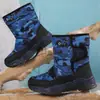 Botas de neve infantis para crianças grandes 24 Botas de inverno com forro de lã grossa de algodão resistente para meninas Sapatos antiderrapantes à prova d'água para áreas externas para meninos