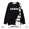 Suéter de Tricô Americano High Street Hip-Hop com Recortes e um Toque de Destruição, Design de Marca Tendência Hiphop, Tricô de Malha para Casal para Outono e Inverno