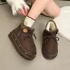Novas Botas de Neve Retro Estilo Outono/Inverno 2025 com Solado Grosso para Aumentar a Altura para Mulheres, Botas Curtas Casuais Quentes com Forro de Lã da Moda