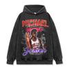 Camiseta de Manga Corta Estampada MJ Legendaria Retro Americana Transfronteriza Lavable Urbana Antigua Holgada de Cuello Redondo con Cuello Pequeño Pesado