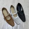 Zapatos Mary Jane de Tacón Grueso Trenzados Franceses Estilo Nuevo Verano 2025 con Agujeros y Huecos Estilo Retro para Mujer