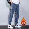 Jeans de Lã Espessada Novo Outono e Inverno para Homens, Calças Longas Casuais Soltas Slim Fit Jogger de Inverno, Calças de Trabalho para Homens