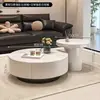 Mesa de centro redonda de ardósia designer para sala de estar, adequada para casas pequenas, luxo leve moderno, minimalista, de alta qualidade, novo estilo de mesa de chá pequena