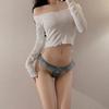 Verano Delgado Deseo Puro Tanga Estilo Japonés Suave Linda Chica Sexy Perspectiva Encaje Francés T-pantalones Ropa Interior Color Sólido