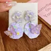 Aguja de Plata Moda Europea y Americana Hermoso Estilo Nupcial Pendientes con Borla de Flor de Diamante Pendientes Versátiles Pendientes de Diseño para Mujer