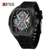 Reloj de Venta Caliente Transfronterizo Ofns, Reloj de Estudiante Moderno con Esfera Grande en Forma de Barril, Reloj de Cuarzo para Hombre Luminoso Personalizado con Láser