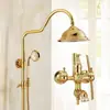 Juego de ducha francés estilo europeo para baño del hogar, sistema de ducha completo con cabezal de ducha de alta presión retro dorado