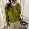 Suéter de Tricô Gola Redonda Feminino 2026 Outono Inverno Novo Estilo Preguiçoso Solto Versátil Cor Sólida Manga Longa Suéter Macio e Felpudo Top