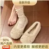 Zapatos peludos estilo hada para mujer, planos de estilo coreano, forrados de felpa, cálidos mocasines, Zapatos de algodón tipo slip-on estilo francés