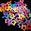 Estrella de cinco puntas hueca de plástico agujero para colgar de plástico estrella de cinco puntas estrellas de color sólido accesorios para joyería DIY material para abalorios