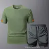 Conjunto de Traje de Malla de Secado Rápido Talla Europea Transfronterizo, Nuevo Estilo de Verano Camiseta de Manga Corta Traje Deportivo para Correr y Fitness, Secado Rápido