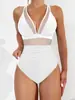 Nuevo Bikini Sólido con Malla Empalmada Sexy de una Pieza para Mujer - Amazon Europeo y Americano 2026