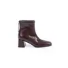 Mesmo estilo da Grape Mom~ Salto grosso de 6cm~ Bico quadrado francês zíper traseiro botas curtas slim estilosas para o dia a dia para mulheres