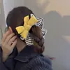 Diadema de Algodón Relleno Amarillo Brillante con Lazo y Rayas Cuerda para el Cabello Plegada Moda Coreana Accesorios Versátiles para el Cabello Nueva Diadema 2025