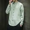 Nova Camisa Masculina Estilo Chinês Primavera e Verão 2023 Algodão e Linho Camisa Casual Tamanho Grande Tendência Cor Sólida Top de Botão para Homens