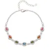 Joias de Pedra Colorida em Prata Esterlina S925 Pulseira de Turmalina Natural Pulseira de Pedra Colorida em Formato de Gota para Mulheres Transmissão ao Vivo Quente Venda por Atacado