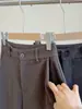 Pantalones de Lana Mezclada Estrechos de Pierna Ancha para Mujer Petite Otoño/Invierno Nuevos de Cintura Alta Sueltos Caídos para el Trabajo de Nueve Décimas Partes Traje Pantalones de Pierna Recta
