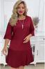 2024 nuevo cuello redondo costuras dobladillo puño falda plegable espalda botonadura sencilla vestido comercio exterior marea