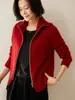 Cardigã de tricô de alta qualidade em estilo francês com um design único, apresentando bolinhas coloridas e fecho de zíper, perfeito para outono e inverno.