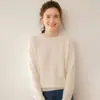 Nuevo Suéter de Cachemira Redondo para Mujer Otoño 2026, Versátil, Sencillo, Tejido Adelgazante, Camiseta Básica de Manga Larga