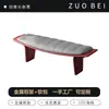 Banqueta de Couro Genuíno Luxo Nórdico para Uso Doméstico, Banqueta Sofá de Sala de Estar, Banqueta Criativa de Designer para Fim de Cama, Banquinho de Descanso