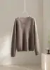 Textura tipo nuvem26 Suéter de Tricô com Decote V de Manga Longa em Lã e Cashmere Atmosférico Outono/Inverno para Mulheres, Pulôver Liso