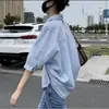 Punto 2024 Primavera y Verano Nuevo Estilo Coreano Espalda Hueca Manga Media Versátil Holgado Delgado Camisa de Algodón Top para Mujer