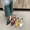 Primeiro Encontro com os Sapatos Mary Jane de Salto Grosso Nicho Estilo Francês para Mulheres, Sapatos Rasos de Bico Apontado Primavera/Verão 2026, Sapatos Rasos Pequenos de Couro Macio