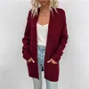 Roupas Femininas Transfronteiriças Primavera e Outono 2026 Novo Suéter Cardigan de Tricô Torcido de Comércio Exterior para Mulheres Amazon Cardigan de Tricô Torcido de Comprimento Médio para Mulheres