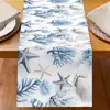 Mantel de Playa Oceánica Transfronteriza Estrella de Mar Concha Serie Impresa Lino Caminos de Mesa Personalizados Decoración de Fiesta Festiva Tapete de Mesa