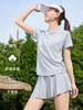 Traje Esportivo de Verão 2024 Feminino Casual Yoga Moda Protetor Solar UPF50 Absorvente de Suor Respirável Roupa Saia de Gelo